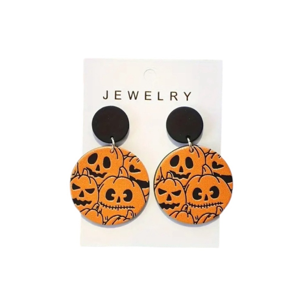Round Jack O Lantern Earrings